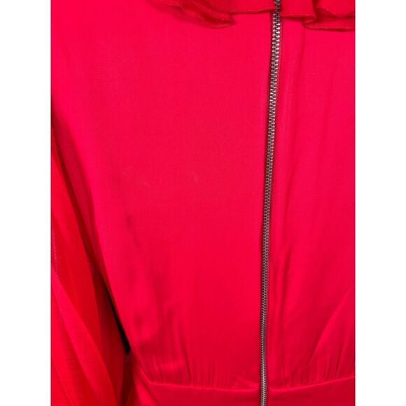 Alice+ Olivia Day Sunburst Red Pleated Sleeve Ruffle Tiered Maxi Dress Size 0 - Picture 11 of 16